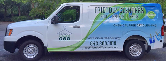 Friendly Cleaners Free Pick-up & Delivery Van
